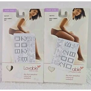 Hanes‎ Lovable Day Sheer Control Top Pantyhose Sandalfoot Barely There Two Plus